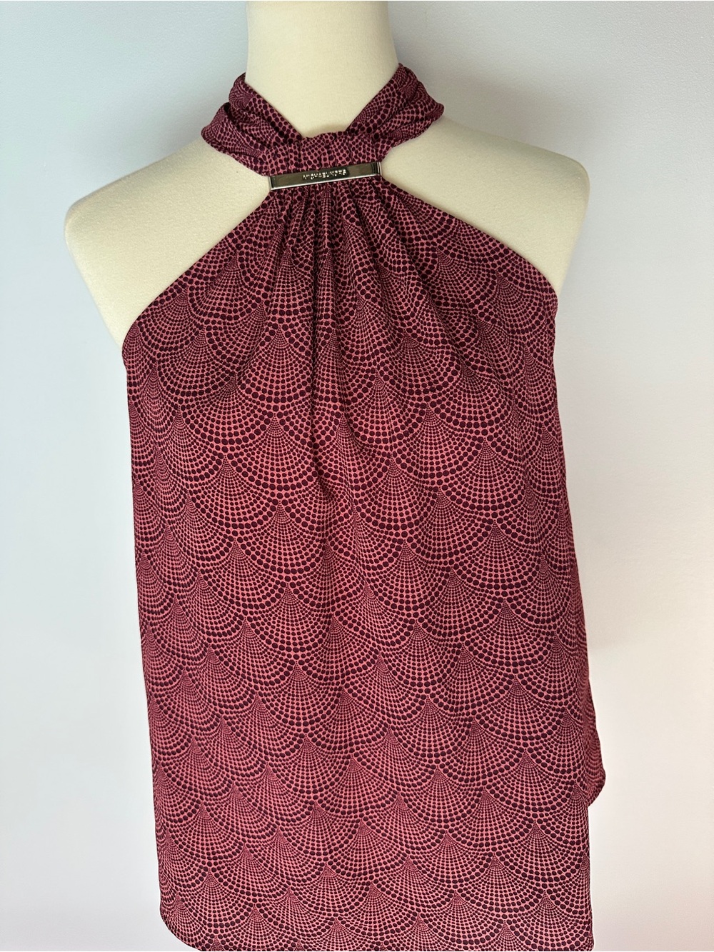 Michael Kors Burgundy Scallop Halter Tank Top